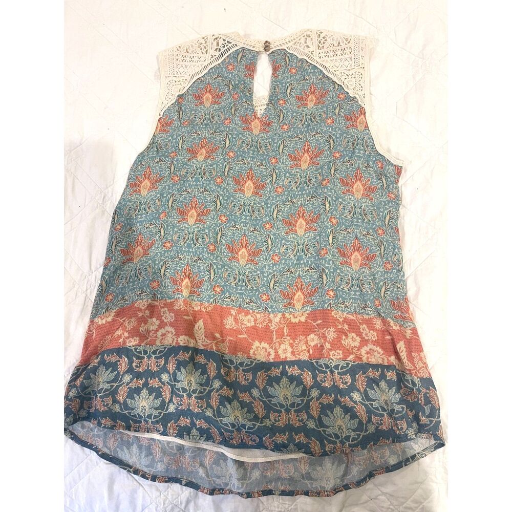 Maeve Floral Boho Lace Top S Sleeveless Flowy Lightweight Cottagecore Prairie - Picture 12 of 12